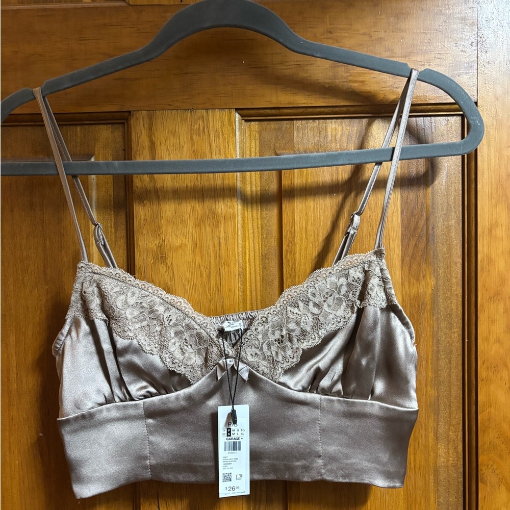 Lace Trim Satin Bralette